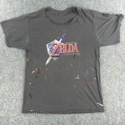 Vintage Zelda Ocarina Of Time Shirt Mens Large Gray Faded 1998