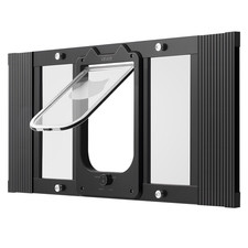 Cat Door for Window - Adjustable, Weatherproof, High-Transparency Glass, Secure