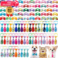 Reginary 100 Pieces Dog Bow Tie Collar Set for Small Medium, Multicolor
