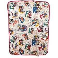 VTG Dundee Mickey Minnie Mouse ABC Quilted Crib Baby Blanket Comforter 54x41 USA