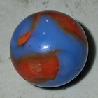vintage Blue Red Orange Swirl Style Glass Toy Marble Single — photo 1