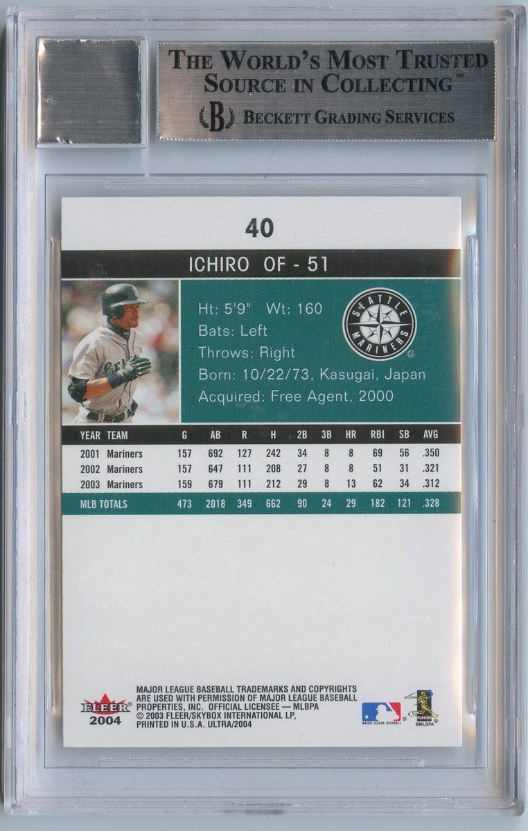 Ichiro Suzuki Signed 2004 Fleer Ultra #40 Mariners BGS 10 AUTO | eBay