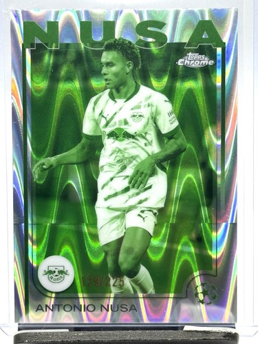 2024-25 Topps Chrome UEFA Antonio Nusa Neon Green RayWave /225 RB Leipzig #175