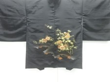 7721184: JAPANESE KIMONO JAPANESE HAORI COAT / WOVEN KIKU PATTERN
