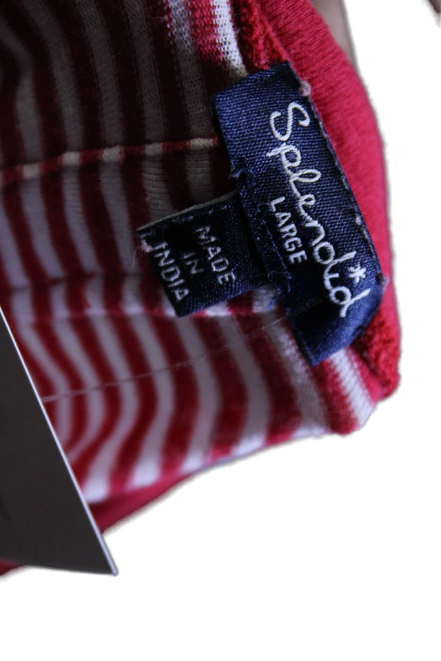 Espléndido Top Pullover Para Mujer Manga Larga Rayas Cuello Redondo Rojo Talla Grande Foto 4 de 4