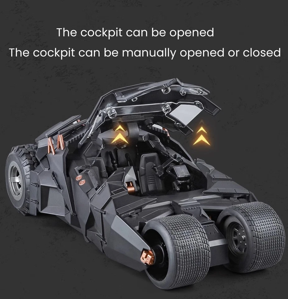 1:24 Batmobile Tumbler Diecast Model Car - Alloy Body Sound Light & Spray Effect - Image 4 of 4
