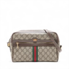 Gucci GG Supreme Ophidia PVCx leather Shoulder bag Beige 517080