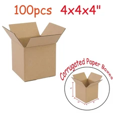 100X 4x4x4" Cardboard Paper Yellow Boxes Mailing Packing Shipping Box Corrugated
