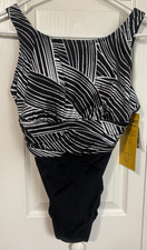 Robby Len By Longitude Black White One Piece Swim Suit NEW