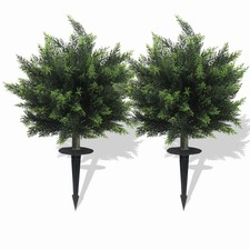 2PCS Artificial Cypress Tree Outdoor Fake Cedar Plants UV Resistant Garden Deco