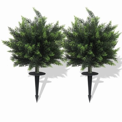 2PCS Artificial Cypress Tree Outdoor Fake Cedar Plants UV Resistant Garden Deco