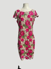 Xscape Floral Embroidered Sheath Dress Pink Green Size 10