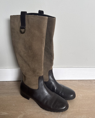 Lauren Ralph Lauren Boots Two-Tone Suede & Leather Riding Boots Brown Size 7.5B