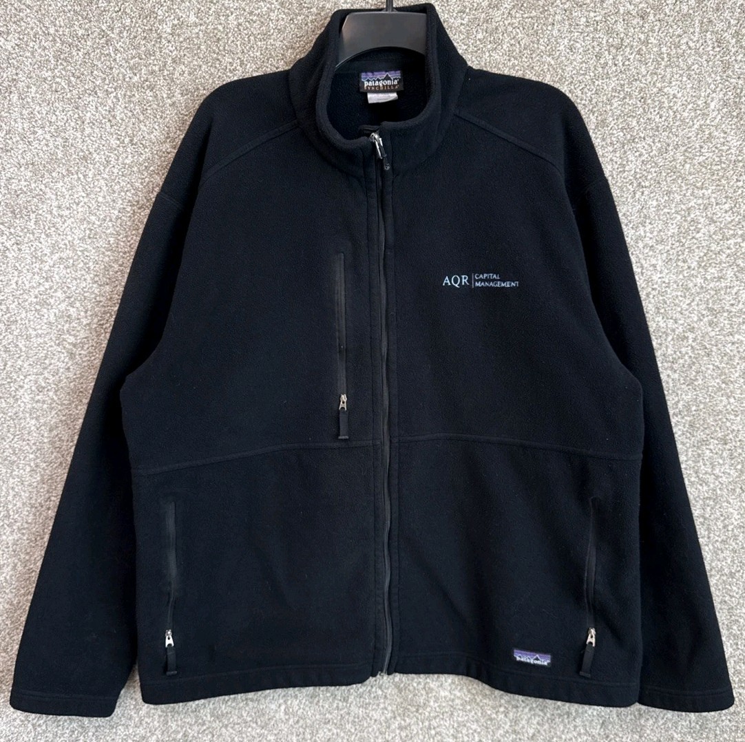 Patagonia Synchilla Jacket Men's XL Black Full Zip Fleece LOGO