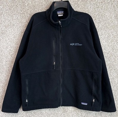 Patagonia Synchilla Jacket Men's XL Black Full Zip Fleece LOGO
