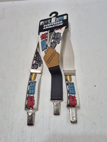 Vintage Kids Childrens Suspenders Suspended Animation Train Graphic Fun Baby