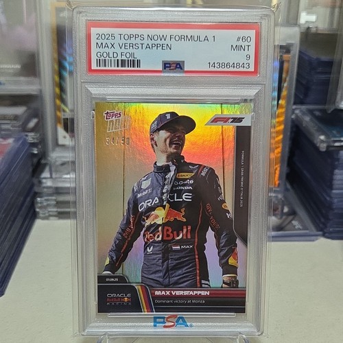 Topps 2025 Topps Now Formula 1 Max Verstappen Gold Foil #60 PSA 9 34/50