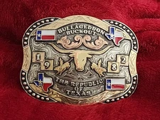Rodeo☆1982☆X~Treme BULLRIDING Champion Trophy Buckle☆Republic Of Texas☆Rare☆W73