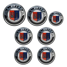 7pcs Für BMW Alpina Emblem Motorhaube Kofferraum Lenkrad Nabendeckel Aufkleber