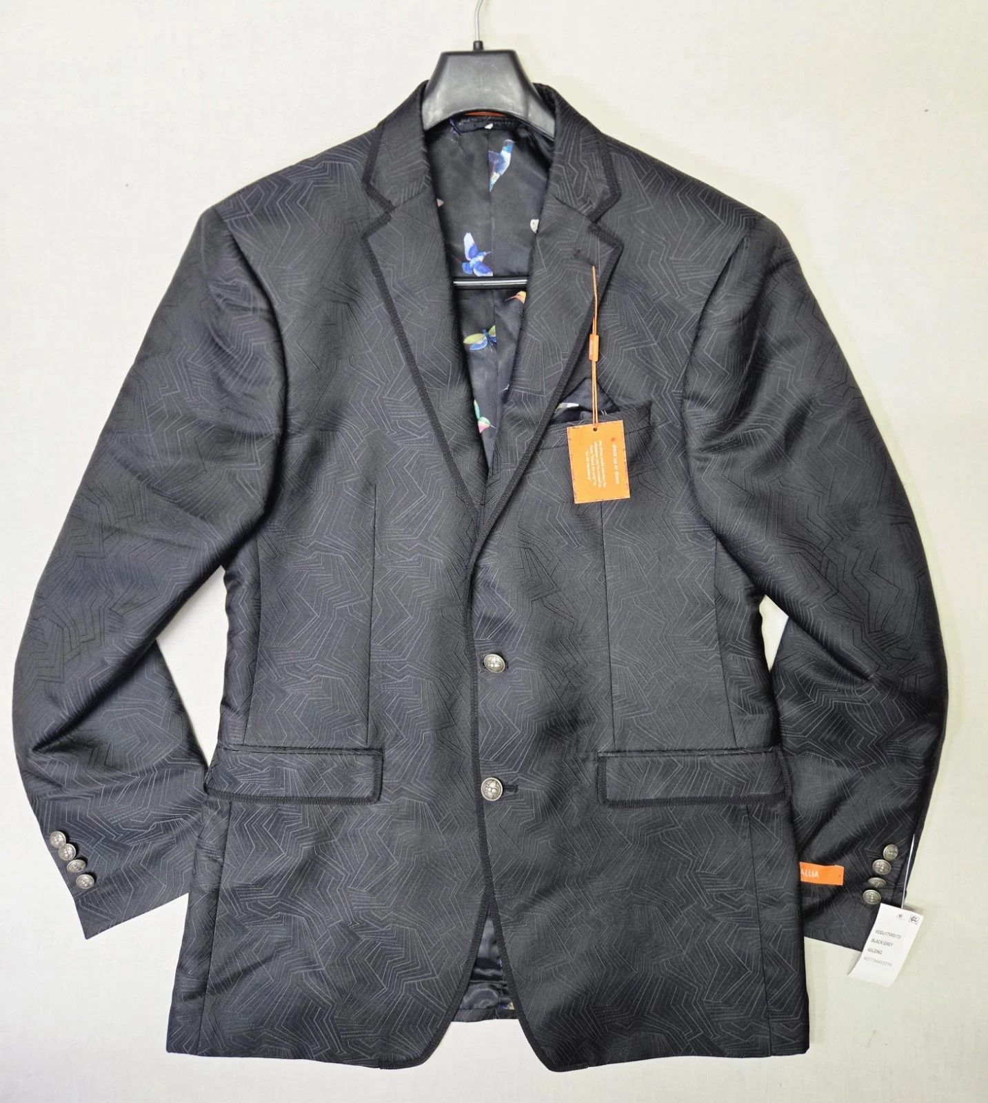 Tallia Mens Black Pattern Blazer BNWT Size 42 Long