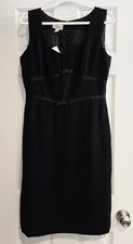 New Talbots Black Dress 12 NWT Coquette Quiet Luxury Ribbon Bow Lined Midi