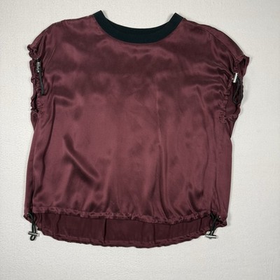 Public Schools New York Burgundy Silk Short Sleeve Top MEDIUM