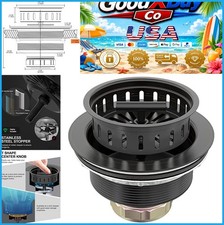 Kitchen Sink Drain Kit 3-1/2 Stainless Steel Strainer Stopper Bronze