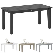 Outsunny HDPE Outdoor Coffee Table, Rectangle Slatted Patio Table