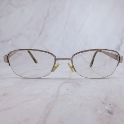 Liz Claiborne L611 Silver Semi-Rimless Oval Eyeglasses Gold Temples 52-17-130