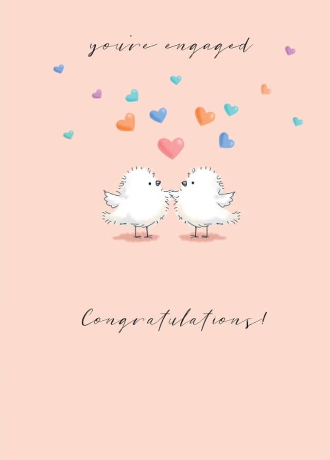 Engaged Card Congratulations Love Engagement - Cute Design Greeting Card