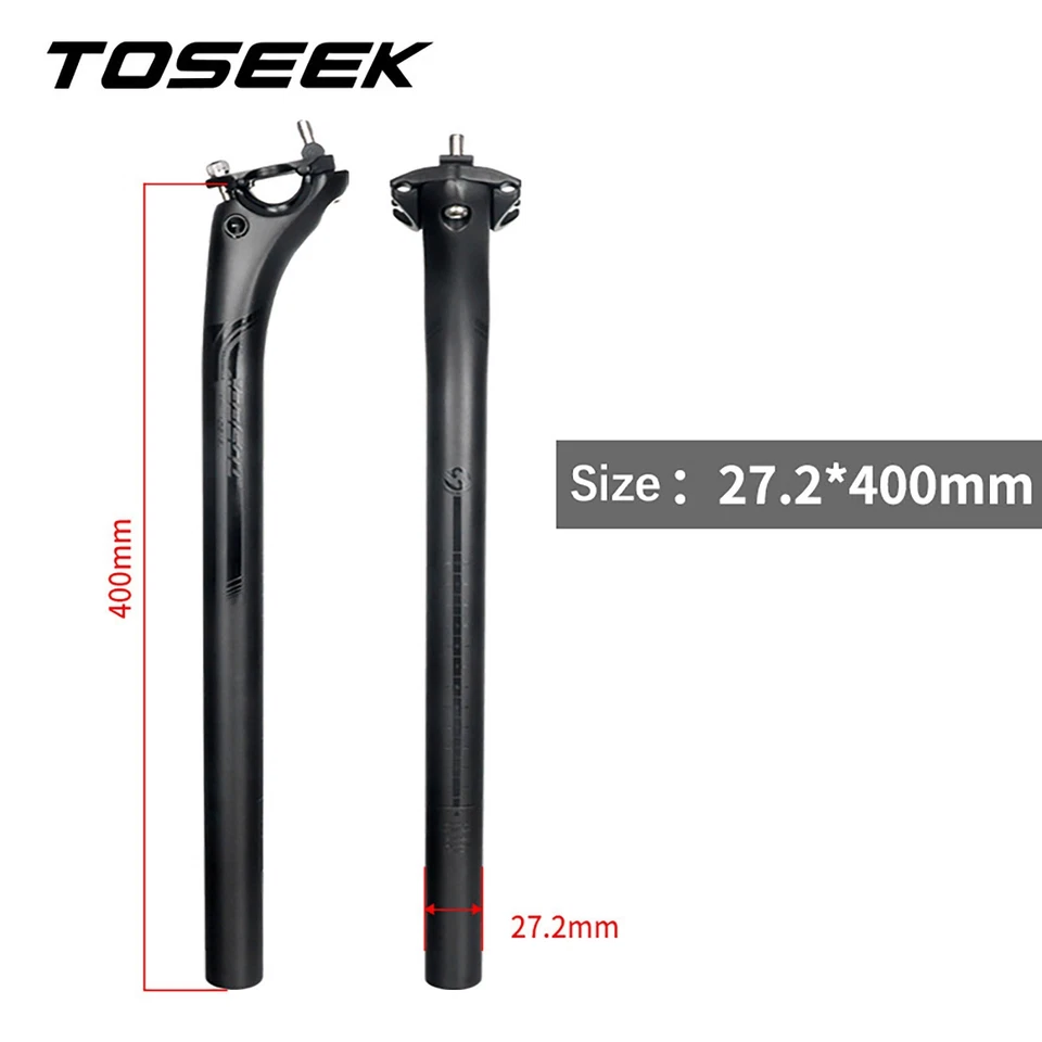 Tija de sillín de bicicleta de fibra de carbono desplazada 20 mm tubo de tija de sillín de bicicleta de carreras 27,2x400 mm Foto 2 de 4