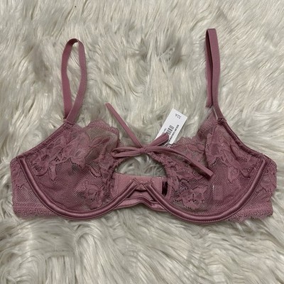 Adore Me 32A Bra Mauve Demi Underwire Back Closure Sheer New