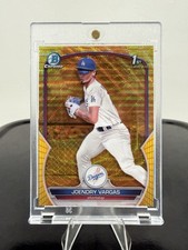 Joendry Vargas /75 Yellow Orange Vapor 2023 Bowman Chrome 1st LA Dodgers