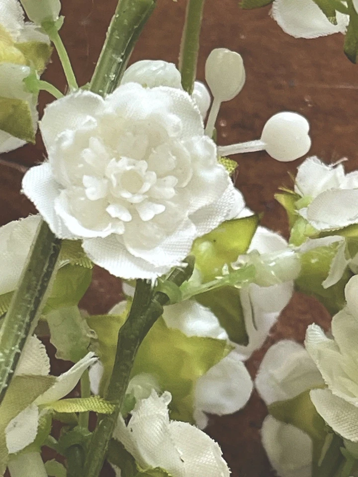 "4 tallos - 38"" seda artificial flor flor rama tallo blanco verde" Foto 4 de 4