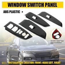 4Pcs Carbon Fiber Interior Window Switch Panel Cover Trim For Honda Accord 18-21