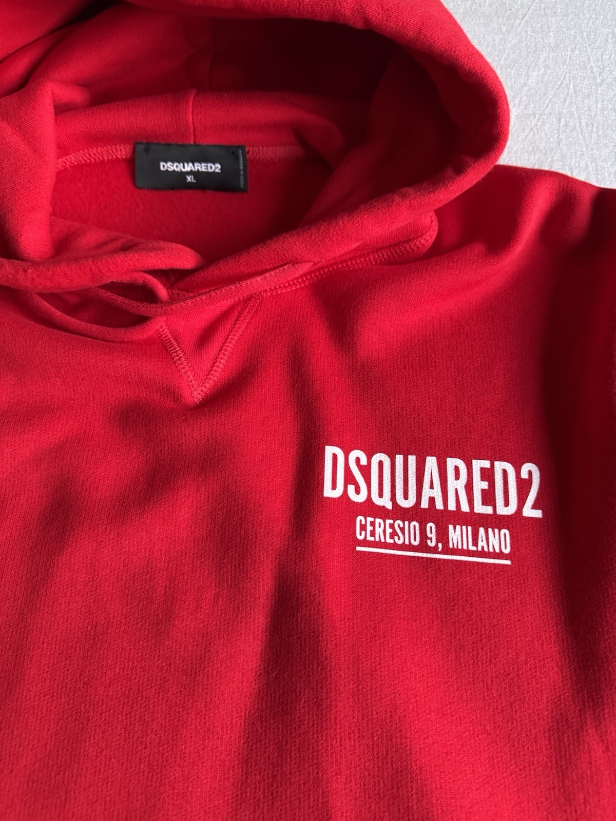 Dsquared2 Felpa con Cappuccio Uomo XL Rossa Cotone Logo Stampa Coulisse