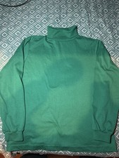 Vtg Fruit of the Loom Turtleneck Shirt Sz L Fit S Green Blank Made In USA