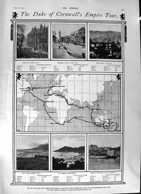 Alter antiker Druck 1901 Duke Cornwall Empire Tour Ceylon Kanada Ophir Schiff 20.