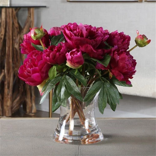 Uttermost Prima Peony Plastic Bouquet with Glass Vase in Pink/Clear - Picture 2 of 5