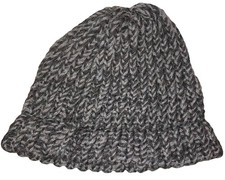 Handmade Loom Knitted Gray And Black Knit Bea...
