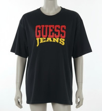 Vintage 90s Guess Jeans T-Shirt Black Red Yellow Logo Made in USA "One Size"