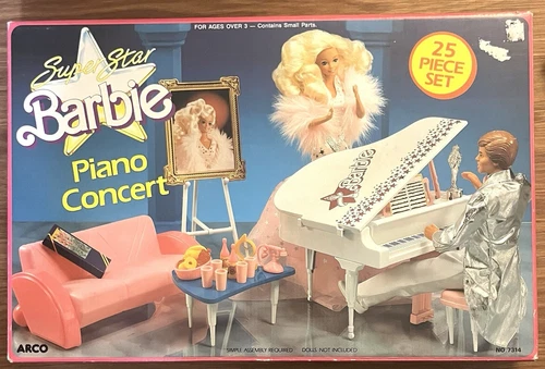 Vintage 1989 Superstar Barbie Piano Concert Play Set #7314 + Box - Incomplete