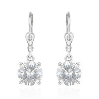 Paar Brisur Kristall OhrhäNger 925 Silber Rhodiniert 8Mm Ohrringe Zirkonia Weiß