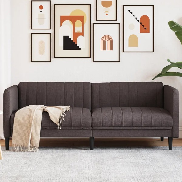 Sofa 3-Sitzer Stoff Dunkelbraun Couch Wohnzimmer PolstermöBel-image