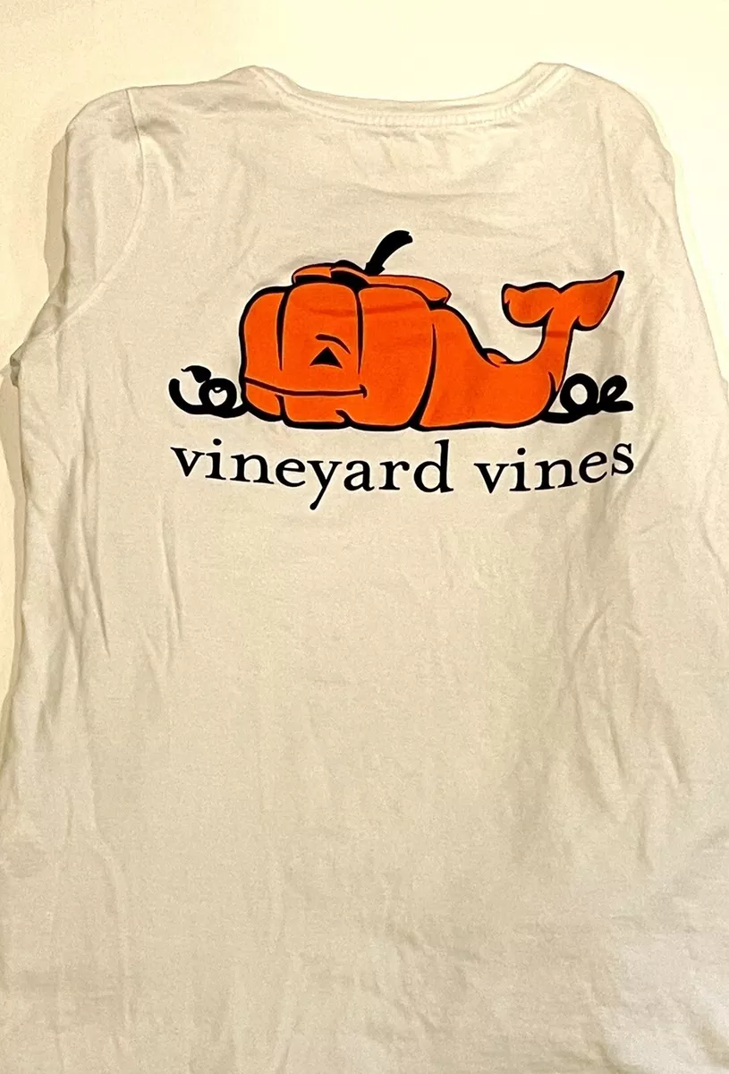 Vineyard Vines Shirt Youth XXS Long Sleeve Halloween Pumpkin Logo White