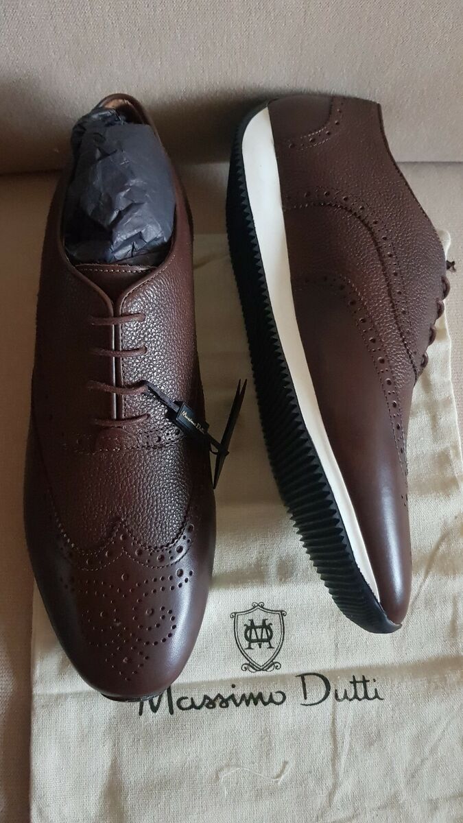 MASSIMO DUTTI MEN'S SS BROWN LEATHER BROGUE SNEAKERS US-11 MASSIMO DUTTI MEN'S SS BROWN LEATHER BROGUE SNEAKERS US-11