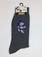 New Disney Mens Pair Of Novelty Crew Socks Gray With MICKEY MOUSE Size 6-12-