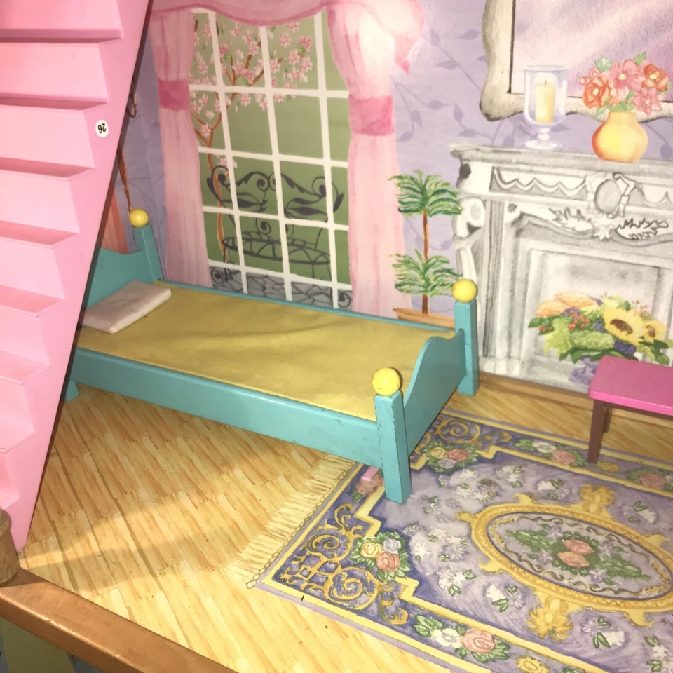 KidKraft Huge 47” Wood Dollhouse Barbi Size W/ Crank Elevator & Wood Accessories - Image 3 of 4