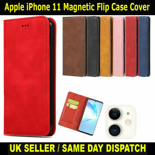 Funda protectora magnética de cuero de ajuste delgado con soporte para tarjetas para libros para Apple iPhone 11 - Imagen 1 de 17