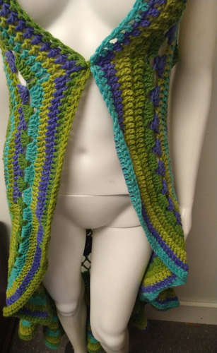 Crochet Cardigan Size S Knit Granny Square Afghan Boho hippie Duster Sweater - Picture 12 of 13